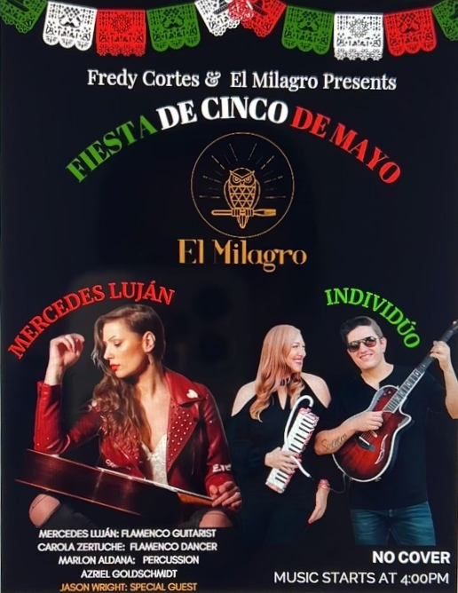 Poster for Cinco de Mayo event at El Milagro